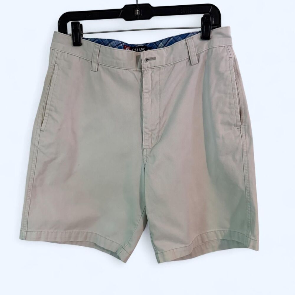 🩳 CHAPS MENS SIZE 32 FLAT FRONT CASUAL KHAKI CHINO SHORTS